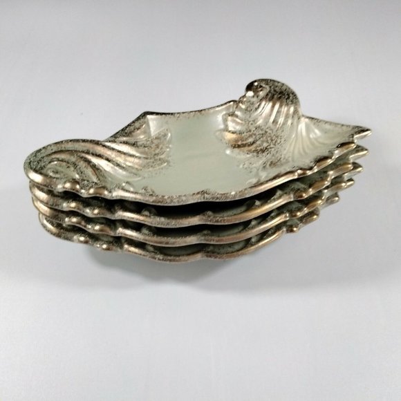 Florentine Nesting Serving Plates Chip Dip Set Ideal Originals 1962 Gold Gilded - Picture 11 of 12